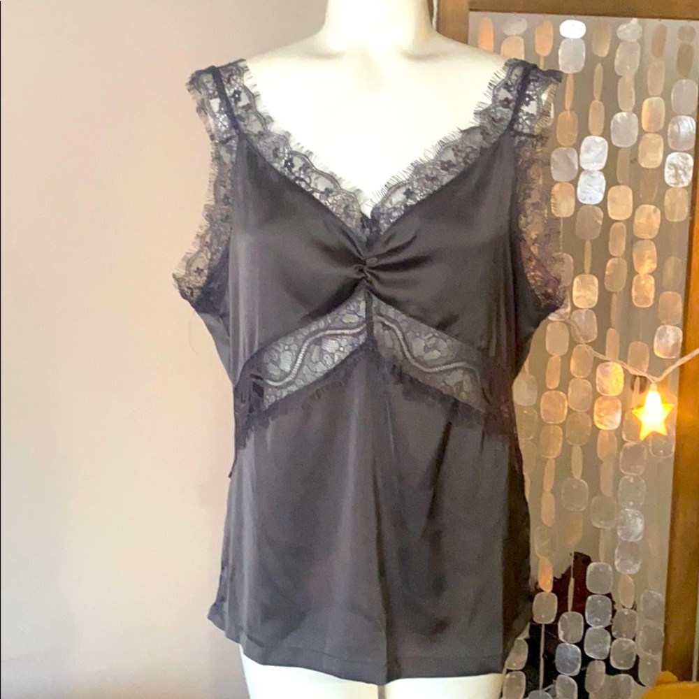 Gray Satin lace cami top